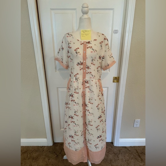 Polygram white floral button down sundress - Picture 1 of 4